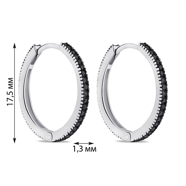 Серебряные серьги-кольца с дорожкой из фианитов (арт. 7502/9254/20ч) – изображение 2