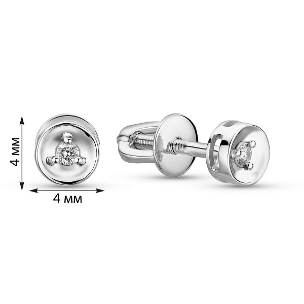 Золотые серьги пусеты с бриллиантом (арт. Т011001б) – изображение 3