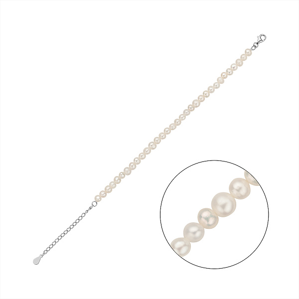 Срібний браслет з перлами (арт. 7509/4924жб) – зображення 1