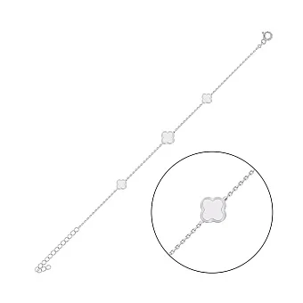 Срібний браслет Конюшина з білим оніксом (арт. 7509/4959об)