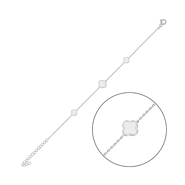 Срібний браслет Конюшина з білим оніксом (арт. 7509/4959об) – зображення 1