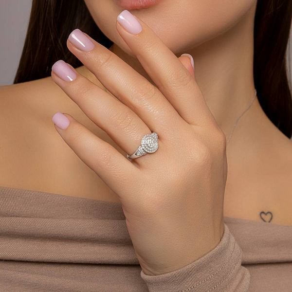 Каблучка з золота з розсипом діамантів (арт. К341184020б) – зображення 3