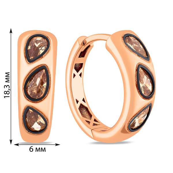 Сережки-кільця з червоного золота з фіанітами (арт. 1092110кр) – зображення 2
