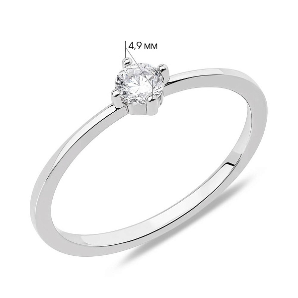 Серебряное кольцо с одним фианитом (арт. 7501/8039) – изображение 2