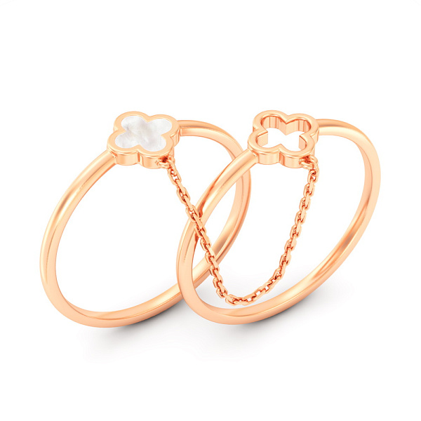 Подвійна золота каблучка з емаллю (арт. 1401080еп) – зображення 1