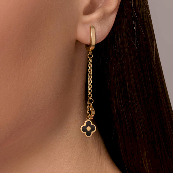 Сережки-подвески из золота с эмалью (арт. 108097жеч) – изображение 3