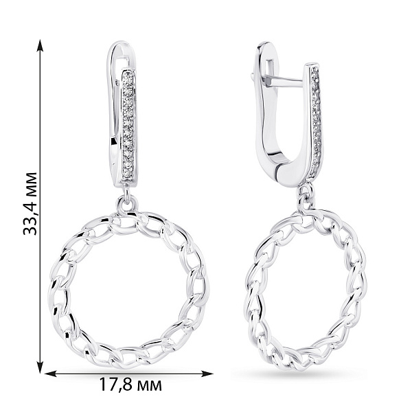 Серебряные серьги-подвески с фианитами (арт. 7502/1604) – изображение 2