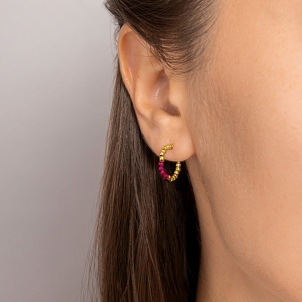 Золотые серьги-пусеты с фианитами  (арт. 1091596жр) – изображение 2