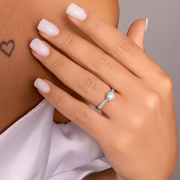 Каблучка з білого золота з діамантом (арт. К01116106046б) – зображення 3