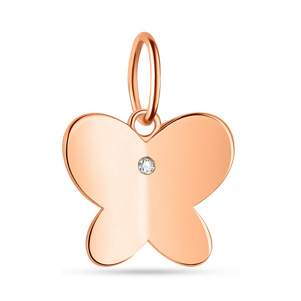 Золотой подвес Бабочка с одним фианитом (арт. 424495) – изображение 1