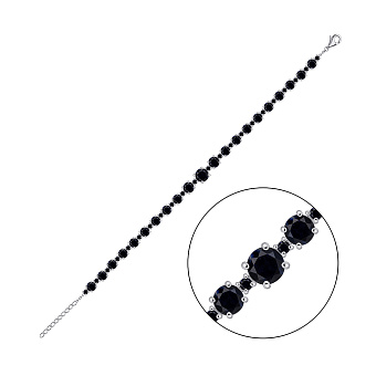 Серебряный браслет с дорожкой сапфиров (арт. 7509/2182092Спс)