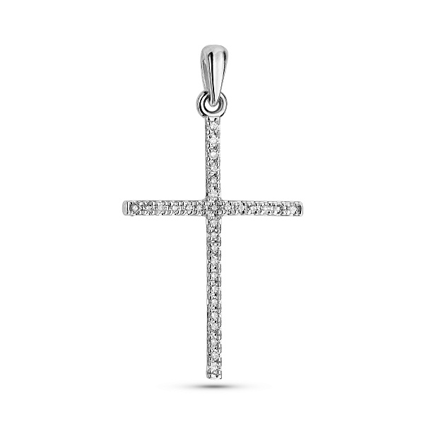 Крестик из белого золота с бриллиантами (арт. П011193015б) – изображение 1