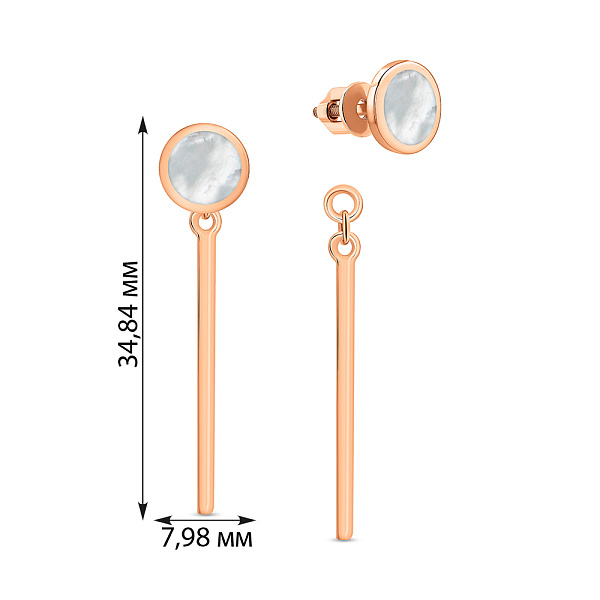 Золотые серьги подвески Лýна с эмалью (арт. 110616еп) – изображение 3