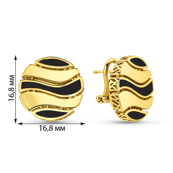 Сережки з жовтого золота Francelli з оніксом (арт. 1091327жо) – зображення 2