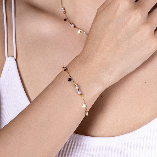 Золотой браслет с подвесками и жемчугом (арт. 326218прлб) – изображение 2