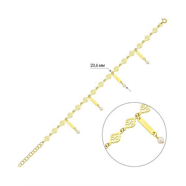 Золотий браслет Francelli з перлинами (арт. 3261049жпрлб) – зображення 7