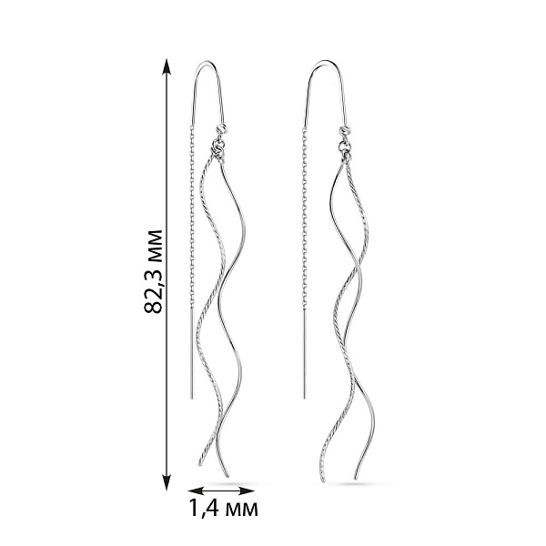 Серьги-протяжки из белого золота (арт. 110967ба) – изображение 4