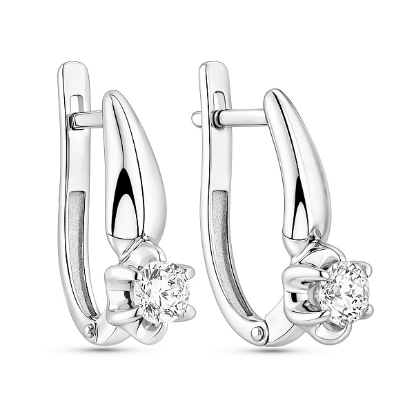 Серьги из белого золота с фианитами (арт. 112400б) – изображение 1