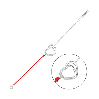 Фото Браслет Серце зі срібла з шовковою ниткою (арт. 7309/5105к)