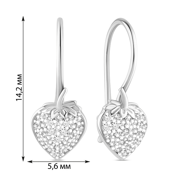 Детские золотые серьги Клубника с фианитами (арт. 110489б) – изображение 2