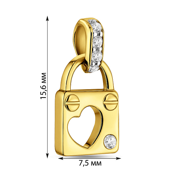 Кулон из желтого золота Замочек с фианитами (арт. 440644ж) – изображение 2