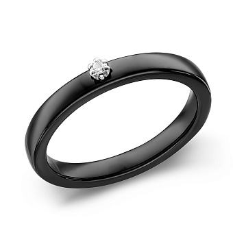 Кольцо из золота и черной керамики с бриллиантом (арт. К011789бч)