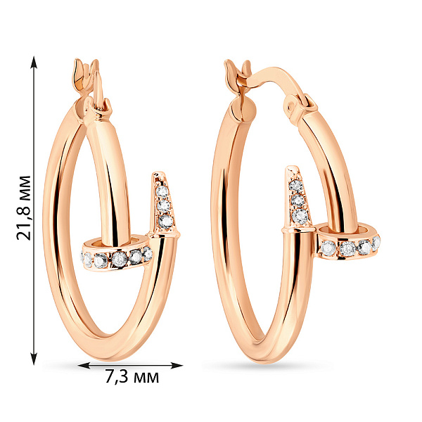 Золоті сережки Цвях з фіанітами (арт. 108681/20) – зображення 3