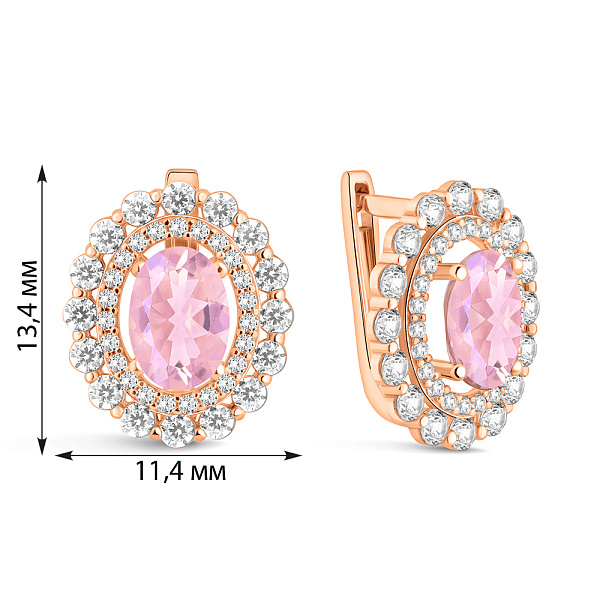 Серьги из золота с морганитом и фианитами (арт. 111171ПмГ) – изображение 5