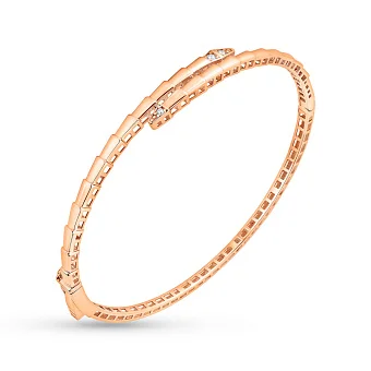 Жорсткий браслет з червоного золота з фіанітами (арт. 3261297)