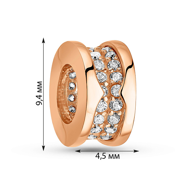 Золотий шарм з фіанітами (арт. 424800) – зображення 2