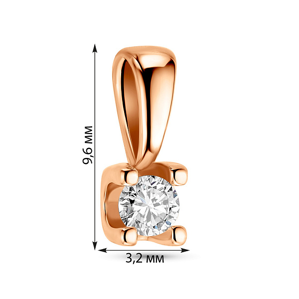Кулон з червоного золота з діамантом (арт. 3102574201) – зображення 2
