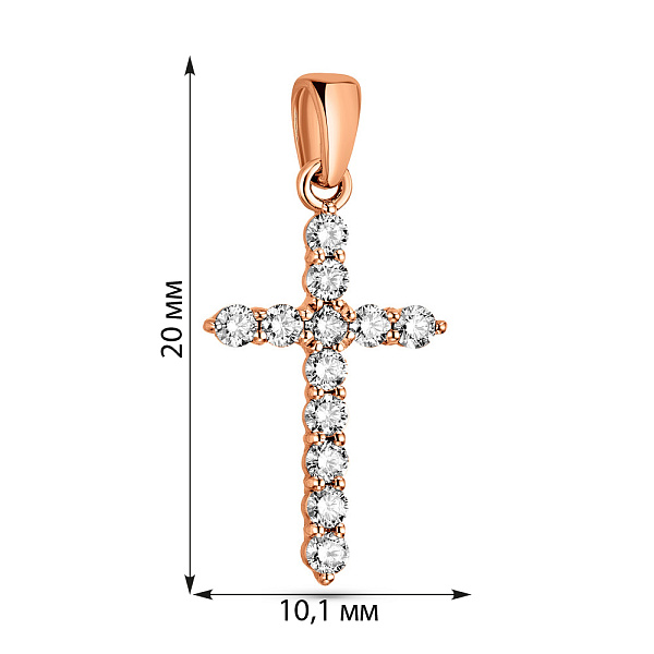Хрестик з червоного золота з діамантами  (арт. 3103632201) – зображення 3