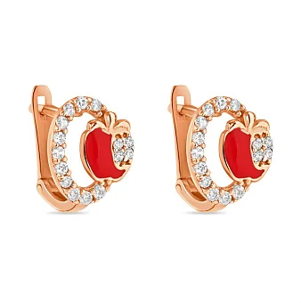 Дитячі золоті сережки з емаллю (арт. 103215)