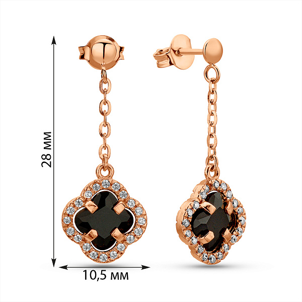 Сережки Конюшина з червоного золота з фіанітами (арт. 1092040ч) – зображення 3