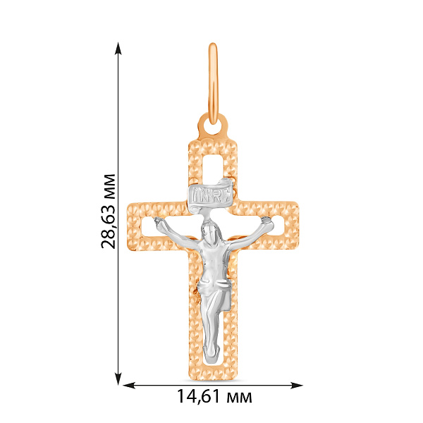 Хрестик з розп'яттям з комбінованого золота (арт. 500510) – зображення 2