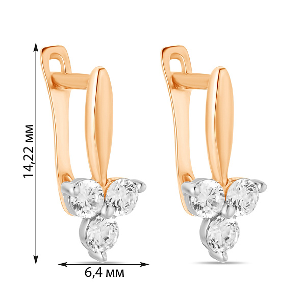 Сережки з червоного золота з фіанітами (арт. 106182) – зображення 2