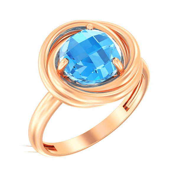 Золотое кольцо с кварцем (арт. 140617ПсГ) – изображение 1