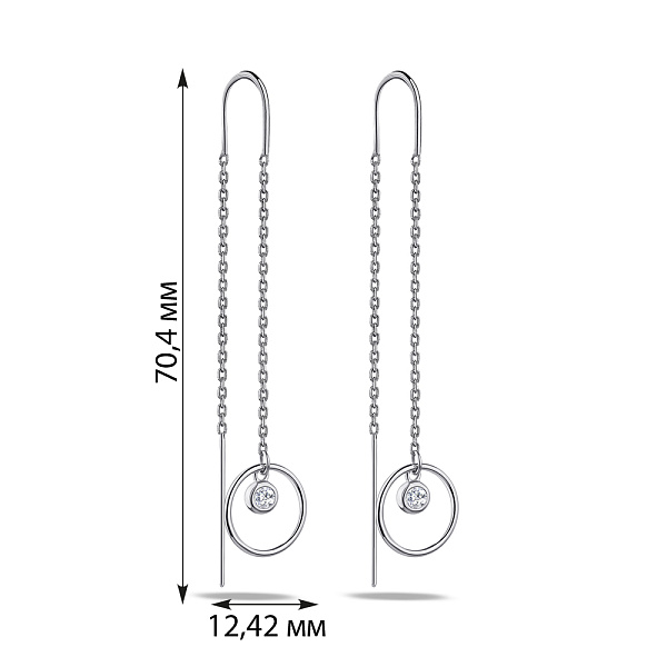 Серебряные серьги-протяжки с фианитами (арт. 7502/4489) – изображение 2