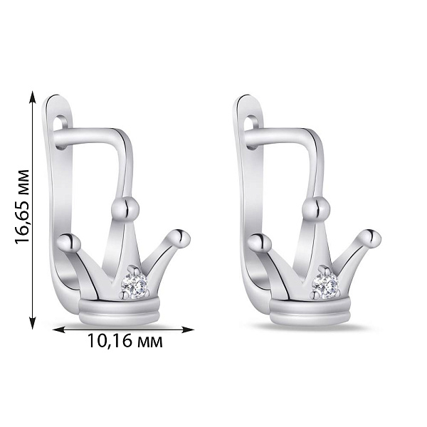 Сережки детские "Корона" из серебра с фианитами (арт. 7502/4280) – изображение 4