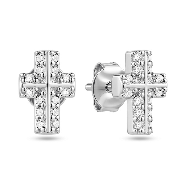 Серебряные пусеты Крестики (арт. 7518/7417) – изображение 1