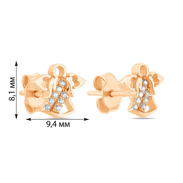 Золотые пусеты «Ангелы» с фианитами (арт. 106495) – изображение 2