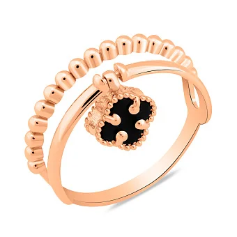 Кольцо из красного золота с ониксом (арт. 156579о)