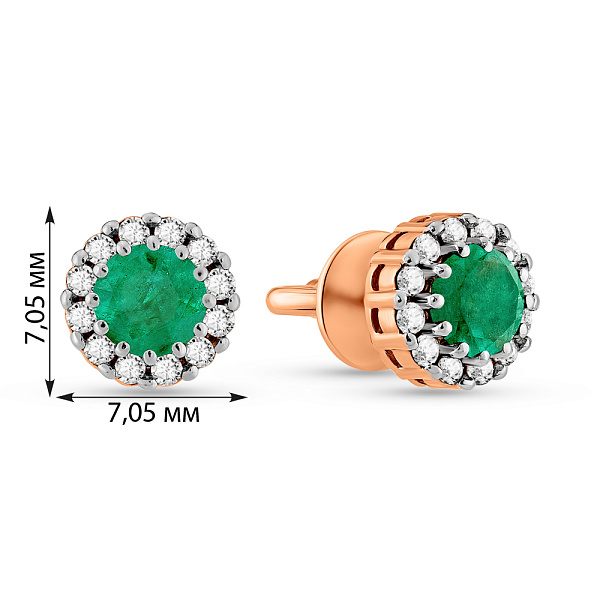 Золотые серьги пусеты с изумрудом и бриллиантами (арт. Т011078и) – изображение 4