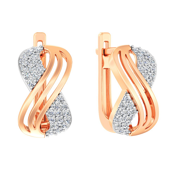 Золоті сережки «Нескінченність» з білими фіанітами (арт. 111150) – зображення 1