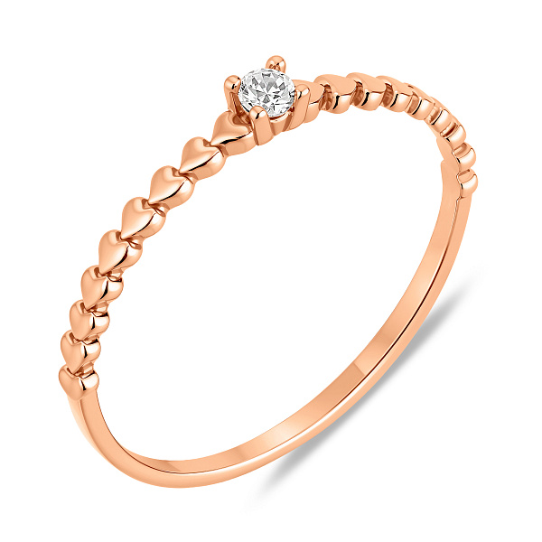 Тонка золота каблучка з одним фіанітом (арт. 140893) – зображення 1