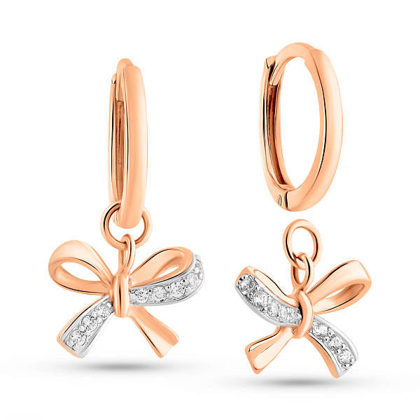 Золотые серьги Бантики с фианитами (арт. 111310) – изображение 1