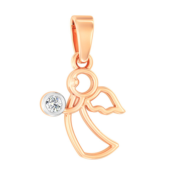 Золотая подвеска «Ангел» с фианитом (арт. 440599) – изображение 1