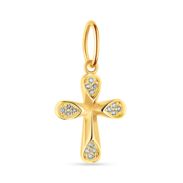 Хрестик з жовтого золота з фіанітами  (арт. 424522ж) – зображення 1