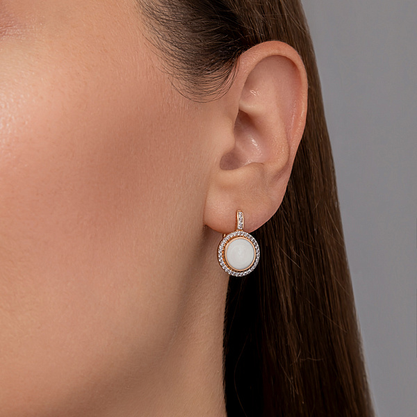 Золоті сережки Лýна з емаллю і фіанітами (арт. 110426еп) – зображення 2