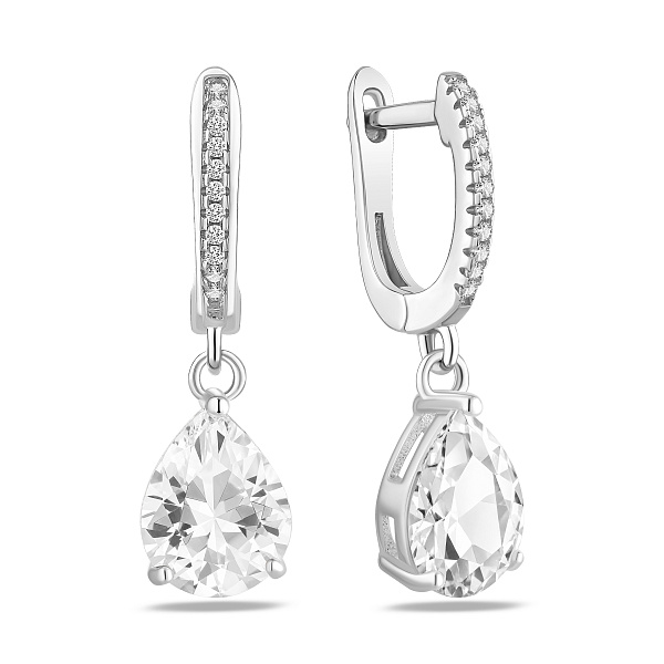 Серебряные серьги с крупным камнем (арт. 7502/10453) – изображение 1